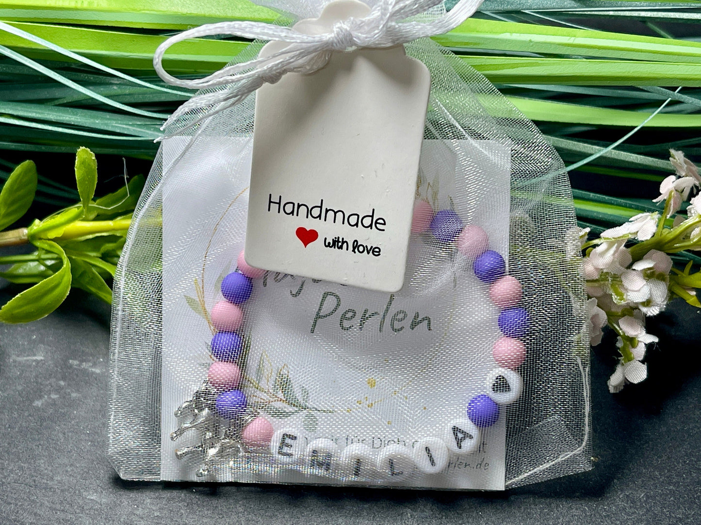 Kinderarmband Rosa Violett - Geschenk für Mädchen Kinderarmband Namensarmband - Geburtstagsgeschenk - Farben wählbar individualisierbar