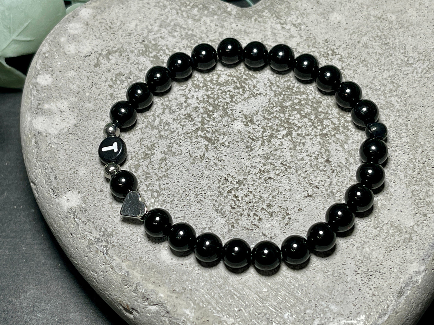 Perlenrmband Initialen Turmalin echte Naturperlen Herz echt Platiniert - Namensarmband Geschenk Liebe Mama Lieblingsmensch - div Edelsteine