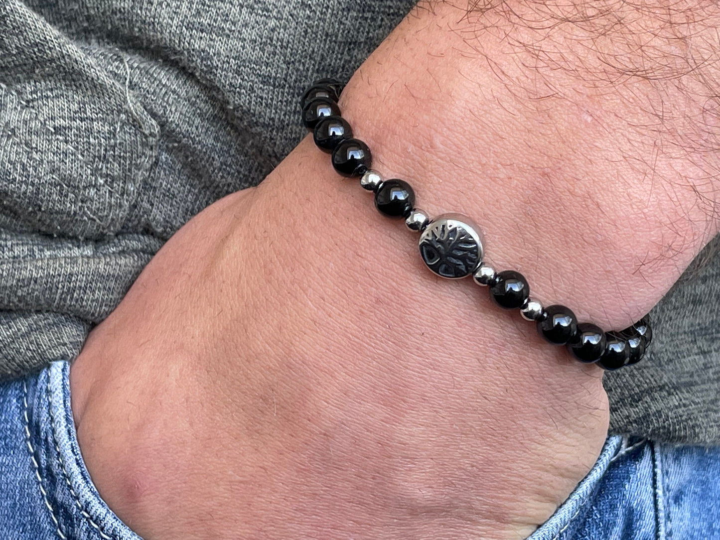 Armband Granat Lebensbaum Edelstahl Silber oder Gold- Perlenarmband für Kreativität Vertrauen Freundschaft - Spiritueller Schmuck