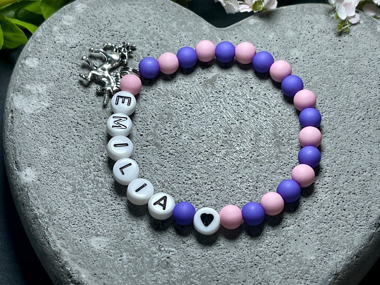 Kinderarmband Rosa Violett - Geschenk für Mädchen Kinderarmband Namensarmband - Geburtstagsgeschenk - Farben wählbar individualisierbar