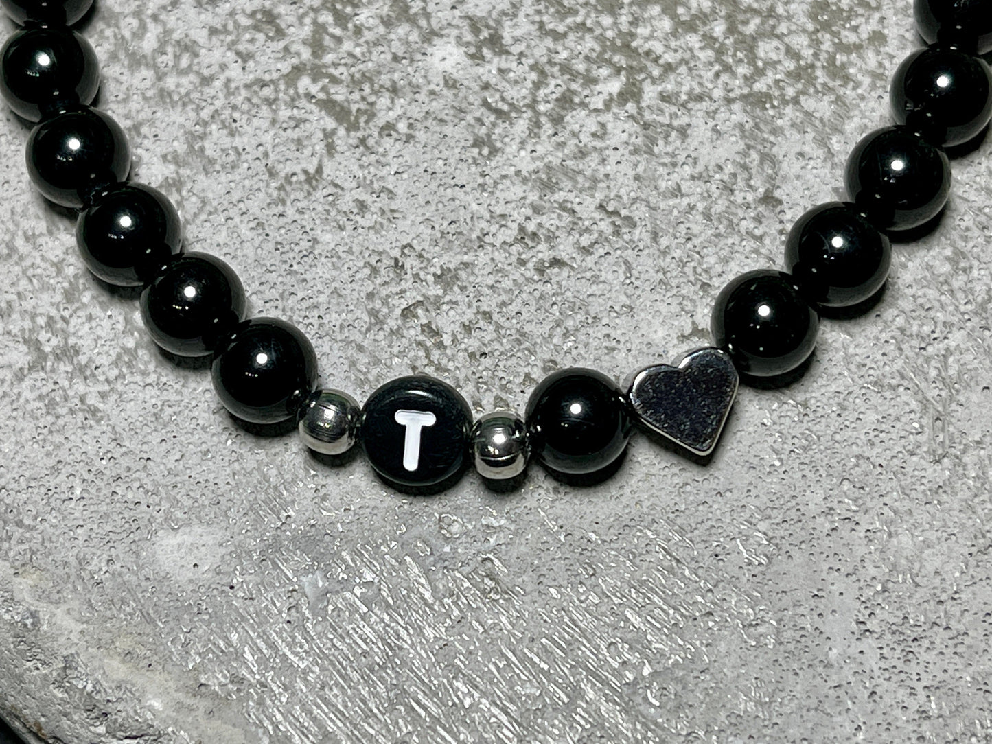 Perlenrmband Initialen Turmalin echte Naturperlen Herz echt Platiniert - Namensarmband Geschenk Liebe Mama Lieblingsmensch - div Edelsteine