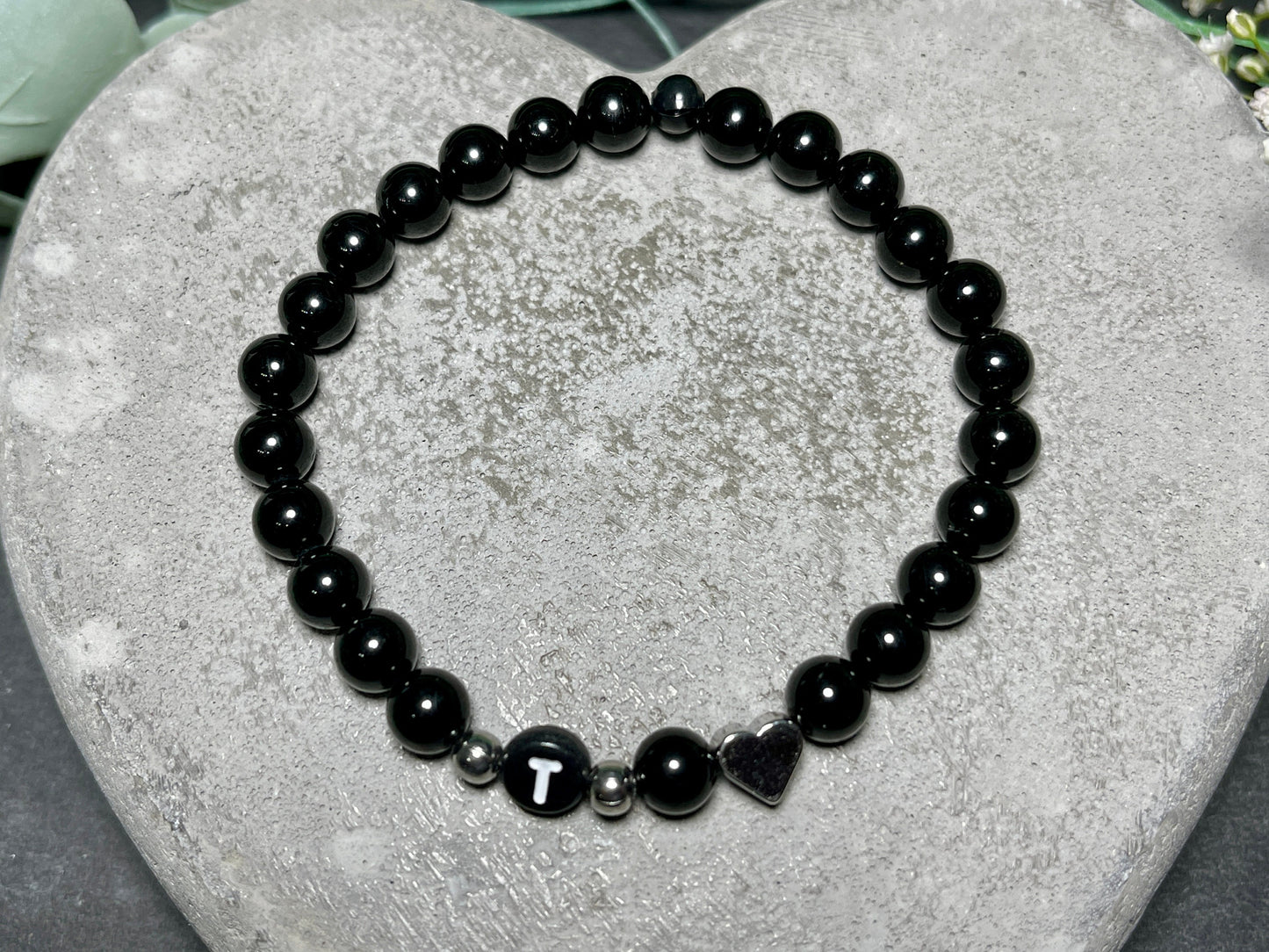 Perlenrmband Initialen Turmalin echte Naturperlen Herz echt Platiniert - Namensarmband Geschenk Liebe Mama Lieblingsmensch - div Edelsteine