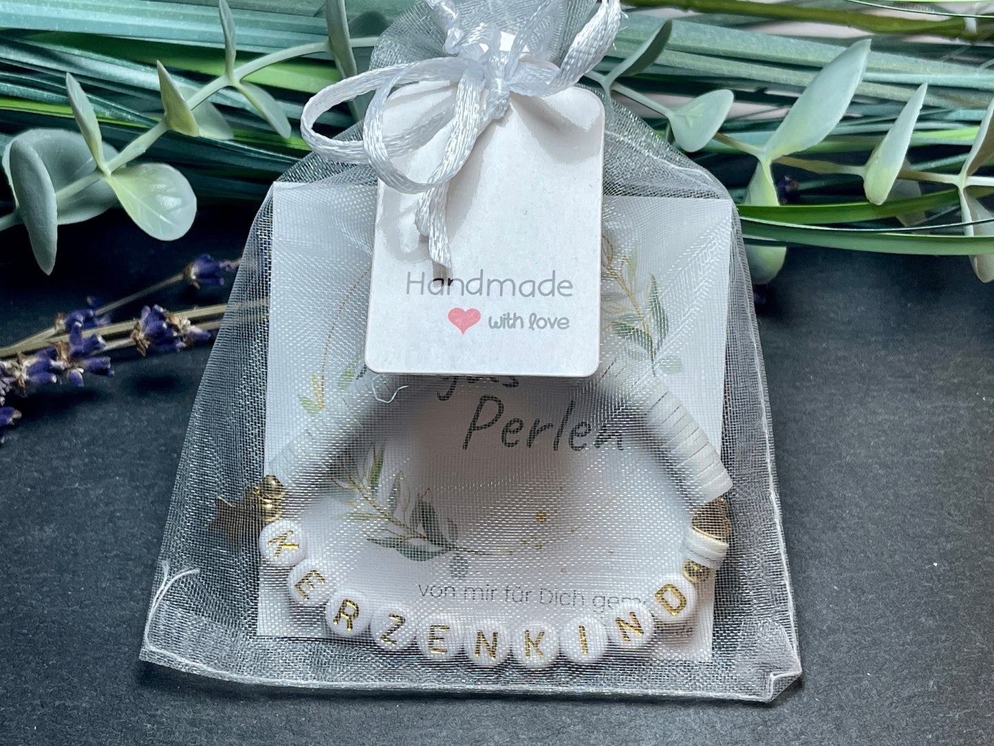 Armband Kerzenkind Katsuki Weiß Gold- Größe 12 cm bis 20 cm- viele Farben- Geschenk für Ringkind Brautkind Brautkind Hochzeit und Kinder JGA