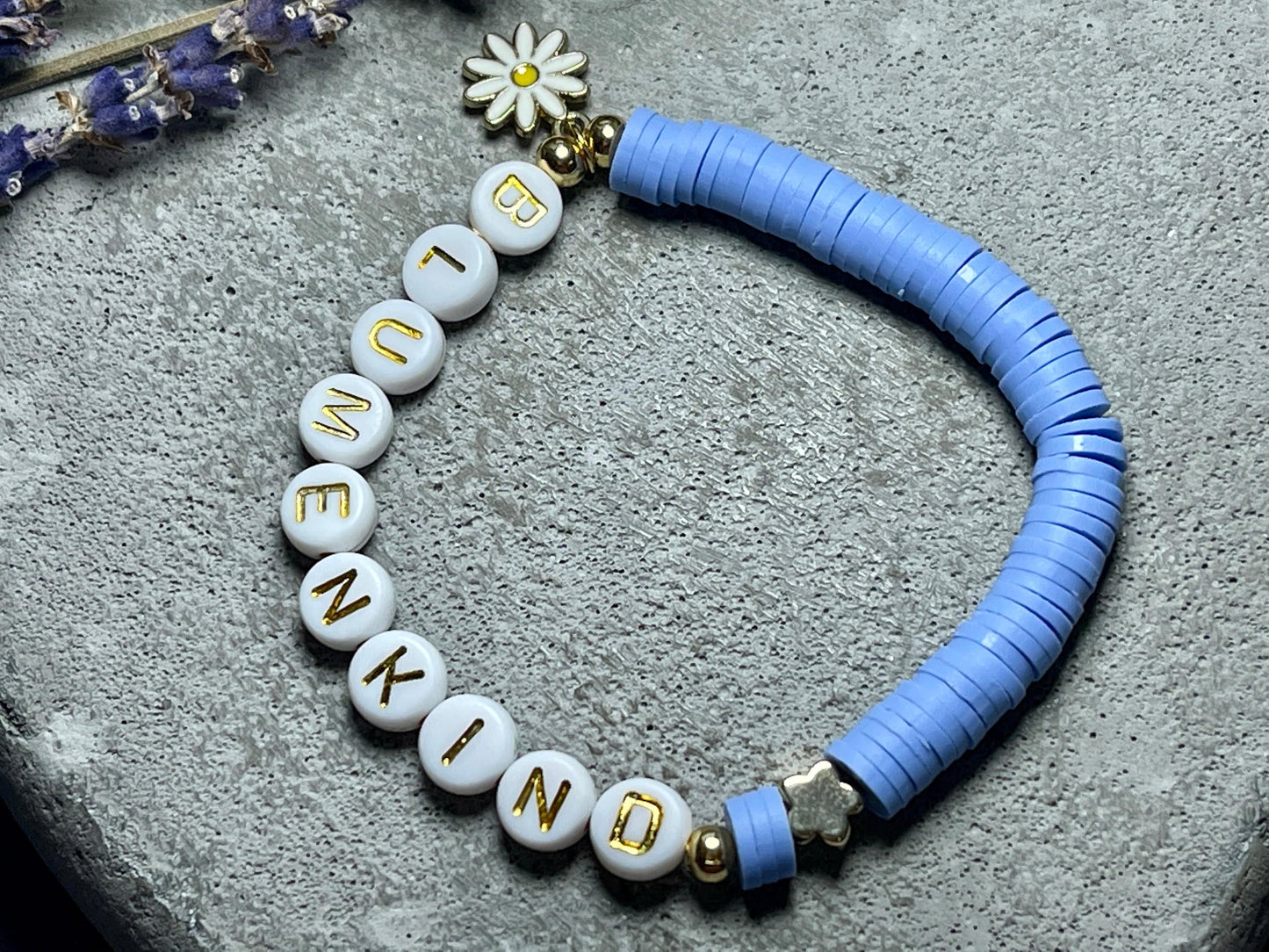 Armband Blumenkind Katsuki Flieder Gold- viele Farben- Geschenk für Ringkind Kerzenkind Brautkind Hochzeit und Kinder Andenken an heiraten
