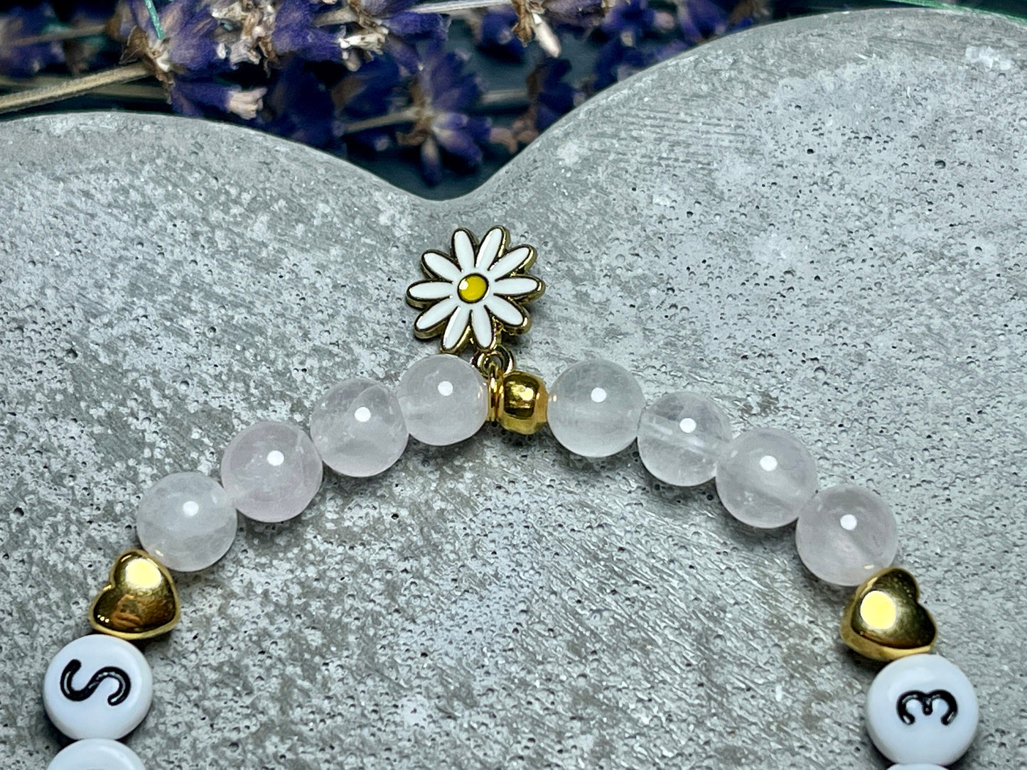Perlenarmband Schulkind Rosenquarz Gold - Glücksbringer Armband erster Schultag Mädchen Einschulung - viele Edelsteine - personalisierbar