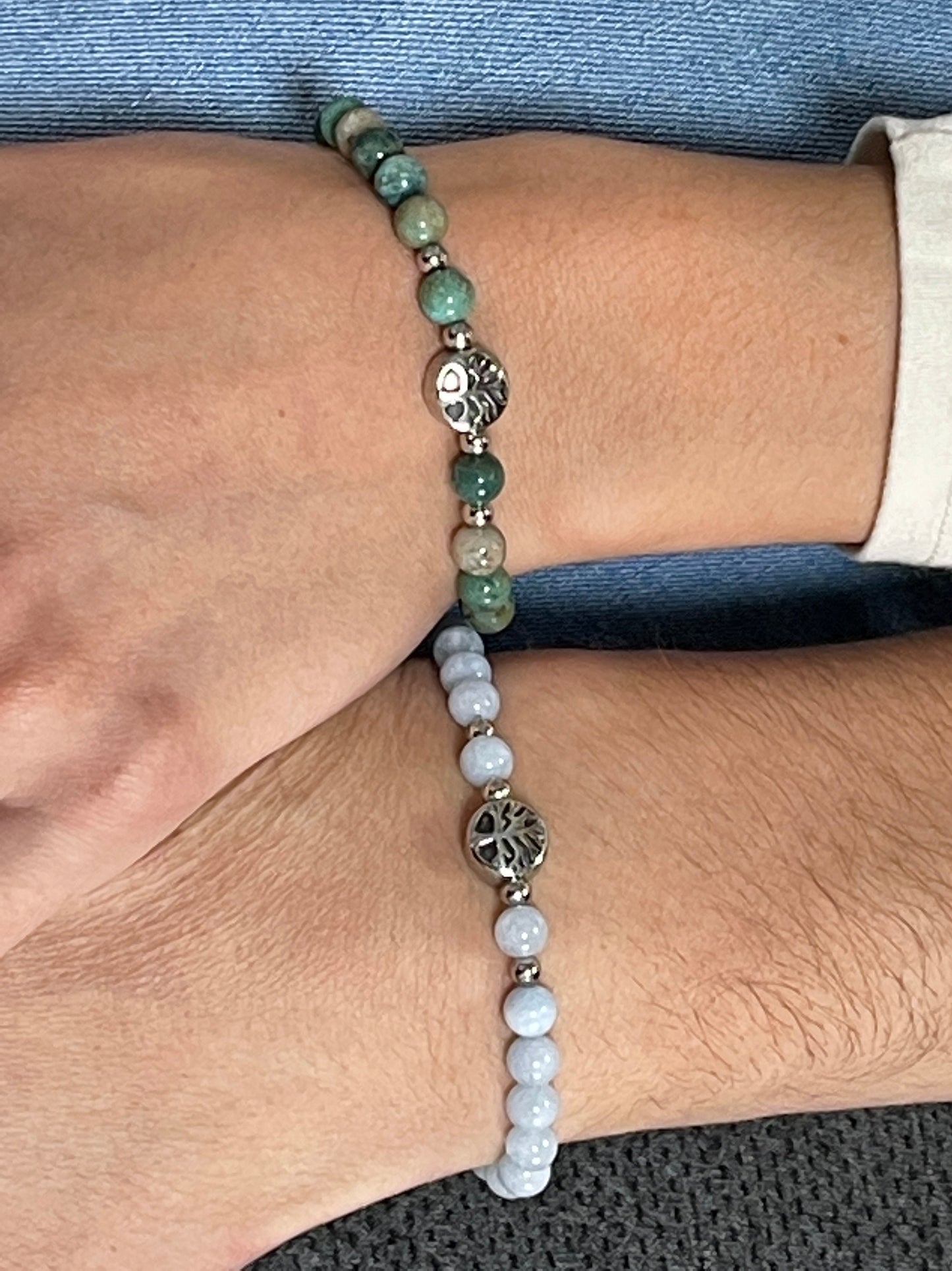 Armband Indischer Achat Lebensbaum Edelstahl Silber oder Gold - Perlenarmband für Selbstvertrauen Selbstakzeptanz - Spiritueller Schmuck