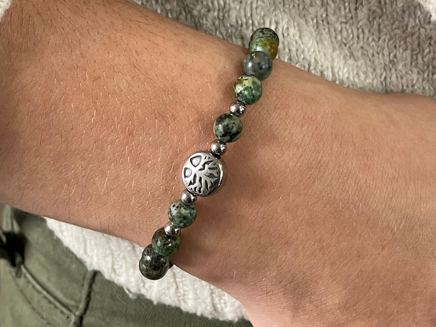 Armband Indischer Achat Lebensbaum Edelstahl Silber oder Gold - Perlenarmband für Selbstvertrauen Selbstakzeptanz - Spiritueller Schmuck
