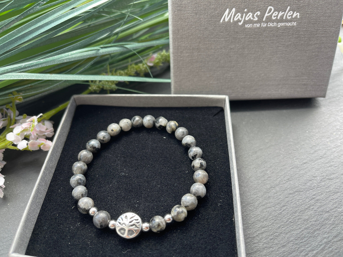 Armband Labradorit Lebensbaum Edelstahl Silber oder Gold - Perlenarmband für Fantasie Kreativität Selbstvertrauen - Spiritueller Schmuck