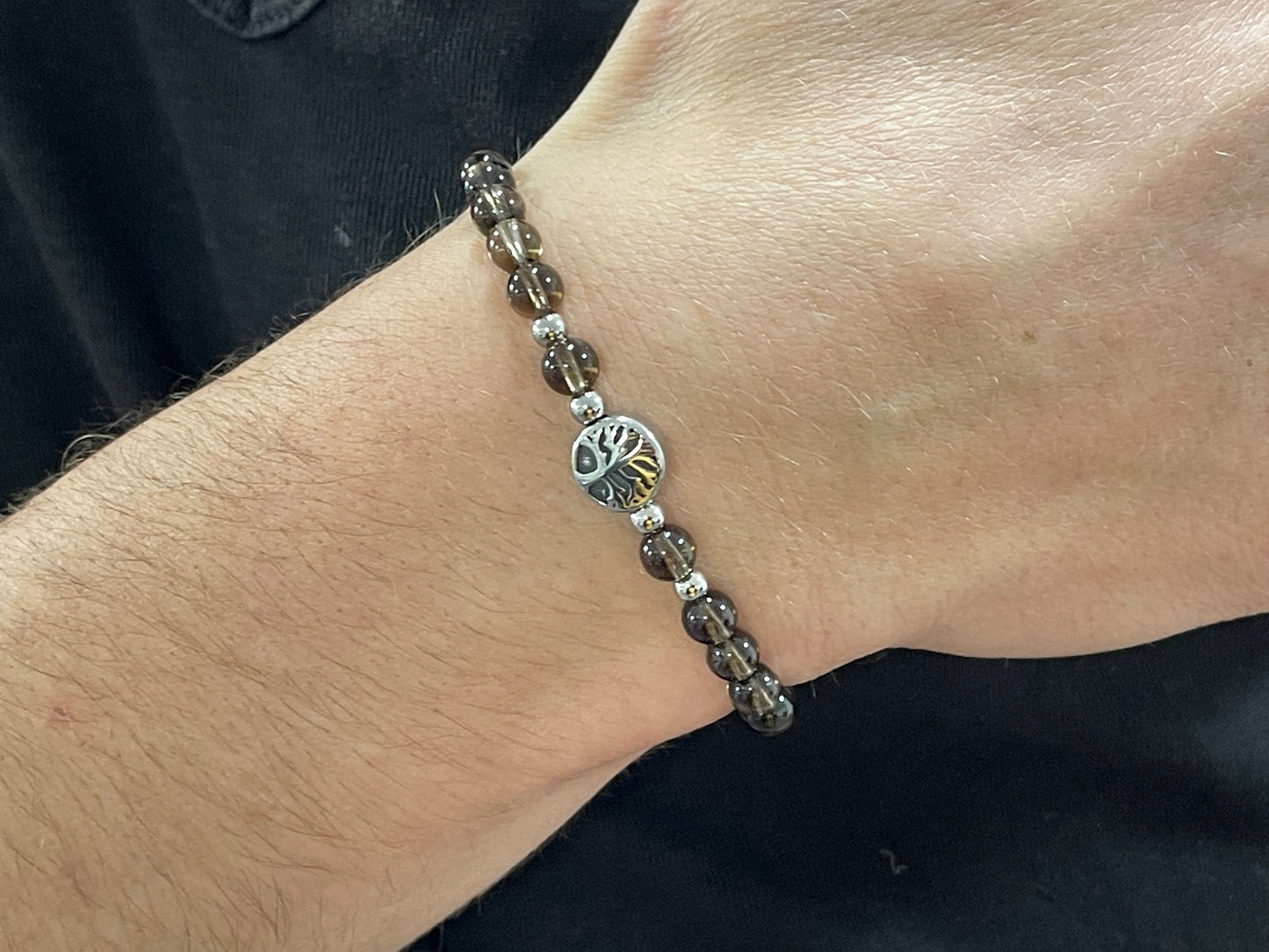 Armband Indischer Achat Lebensbaum Edelstahl Silber oder Gold - Perlenarmband für Selbstvertrauen Selbstakzeptanz - Spiritueller Schmuck