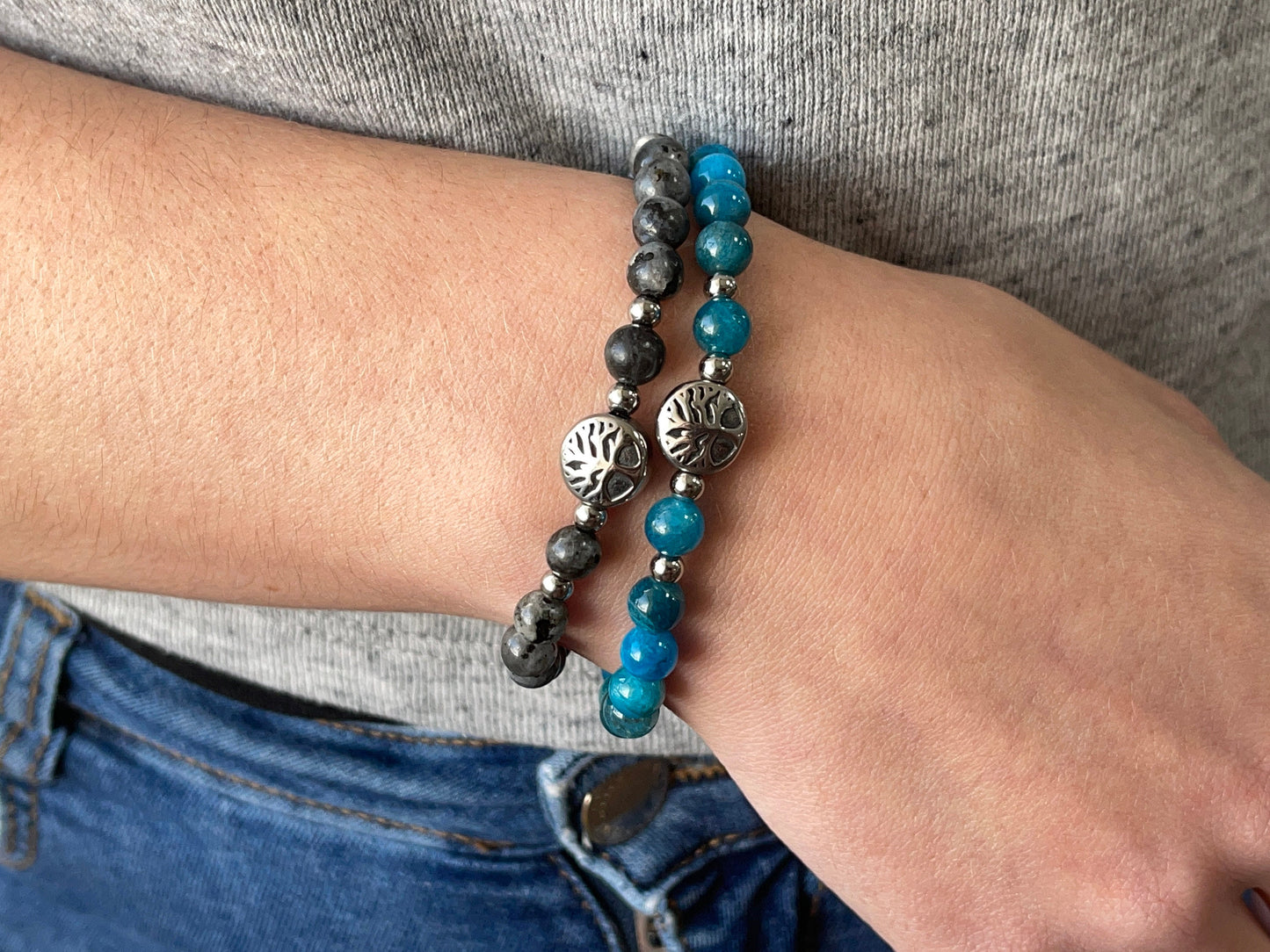 Armband Indischer Achat Lebensbaum Edelstahl Silber oder Gold - Perlenarmband für Selbstvertrauen Selbstakzeptanz - Spiritueller Schmuck