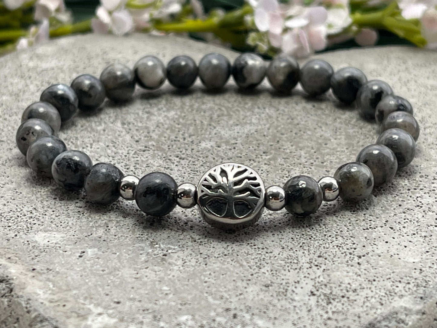 Armband Labradorit Lebensbaum Edelstahl Silber oder Gold - Perlenarmband für Fantasie Kreativität Selbstvertrauen - Spiritueller Schmuck