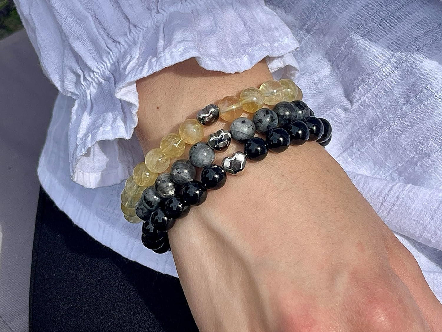 Granat Armband echt mit Perlen 8mm und Herzperle Edelstahl Silber Gold Roségold - Perlenarmband Fantasie Kreativität - Spiritueller Schmuck