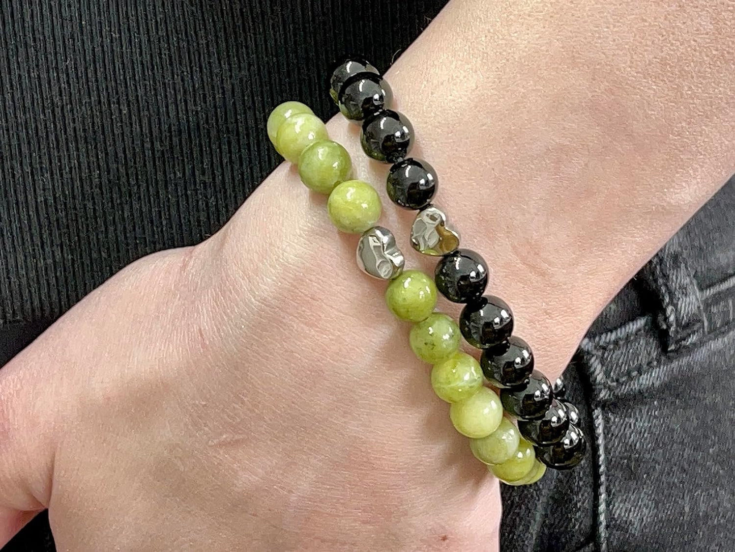 Peridot Armband echt mit Perlen 8mm Herzperle Edelstahl Silber Gold Roségold - Perlenarmband Freude Toleranz Gelassenheit - spirituell