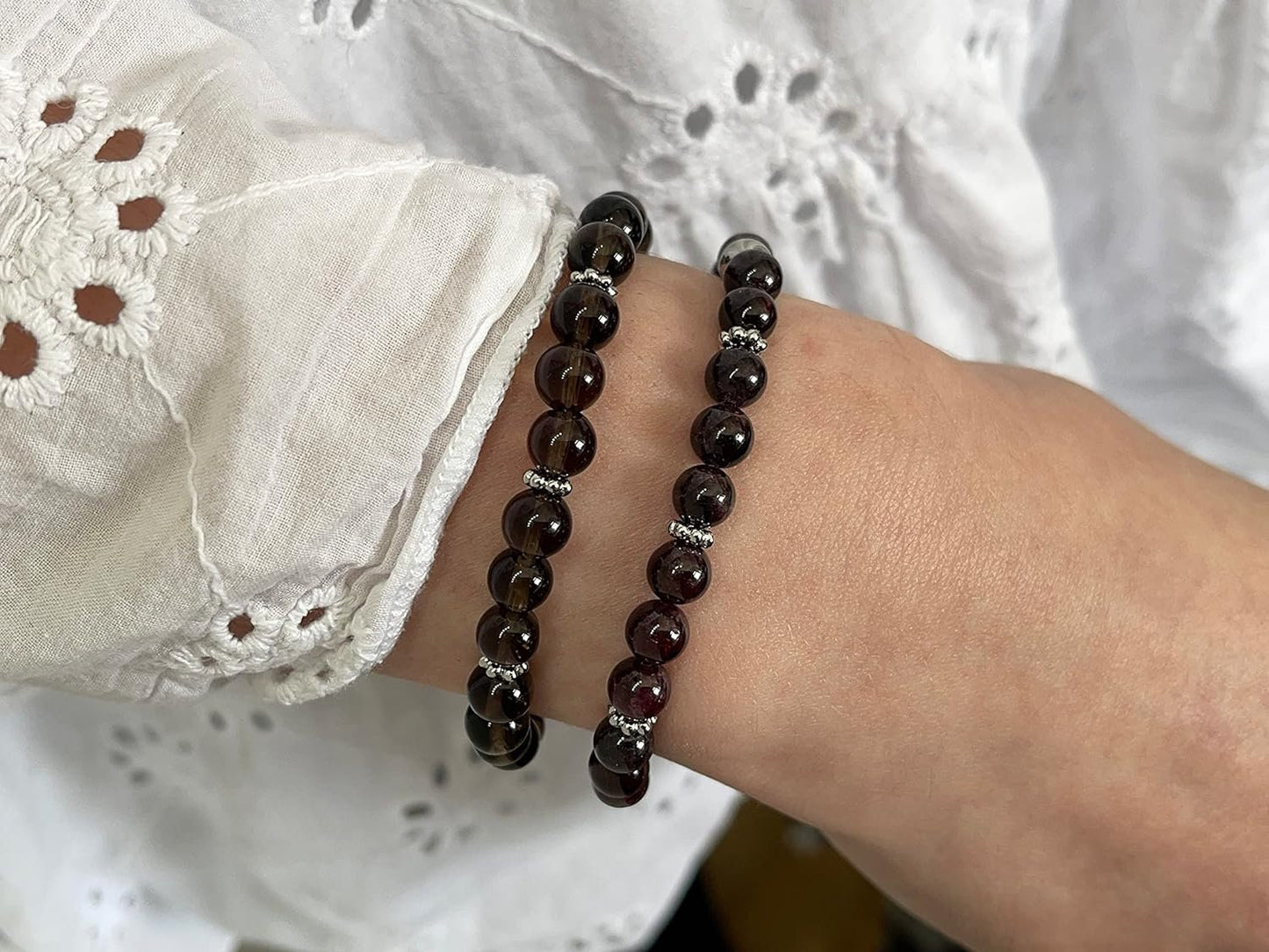 Rauchquarz Armband Perlen echt 6mm Daisyperlen echt Platiniert oder Vergoldet - Handmade Perlenarmband Kraft Lebensfreude positive Gedanken