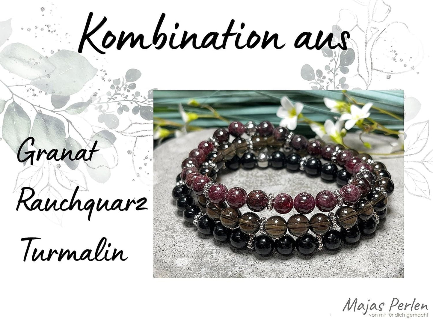 Rauchquarz Armband Perlen echt 6mm Daisyperlen echt Platiniert oder Vergoldet - Handmade Perlenarmband Kraft Lebensfreude positive Gedanken