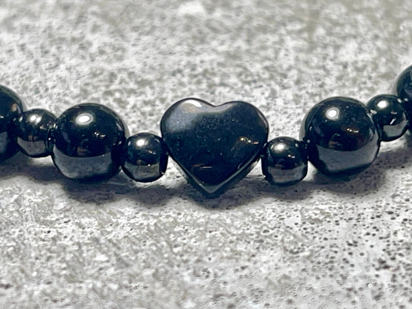 Armband Turmalin Schörl Herz Edelstahl Ionisiert - Perlenarmband für Schutz Kraft Stärke - Spiritueller Schmuck
