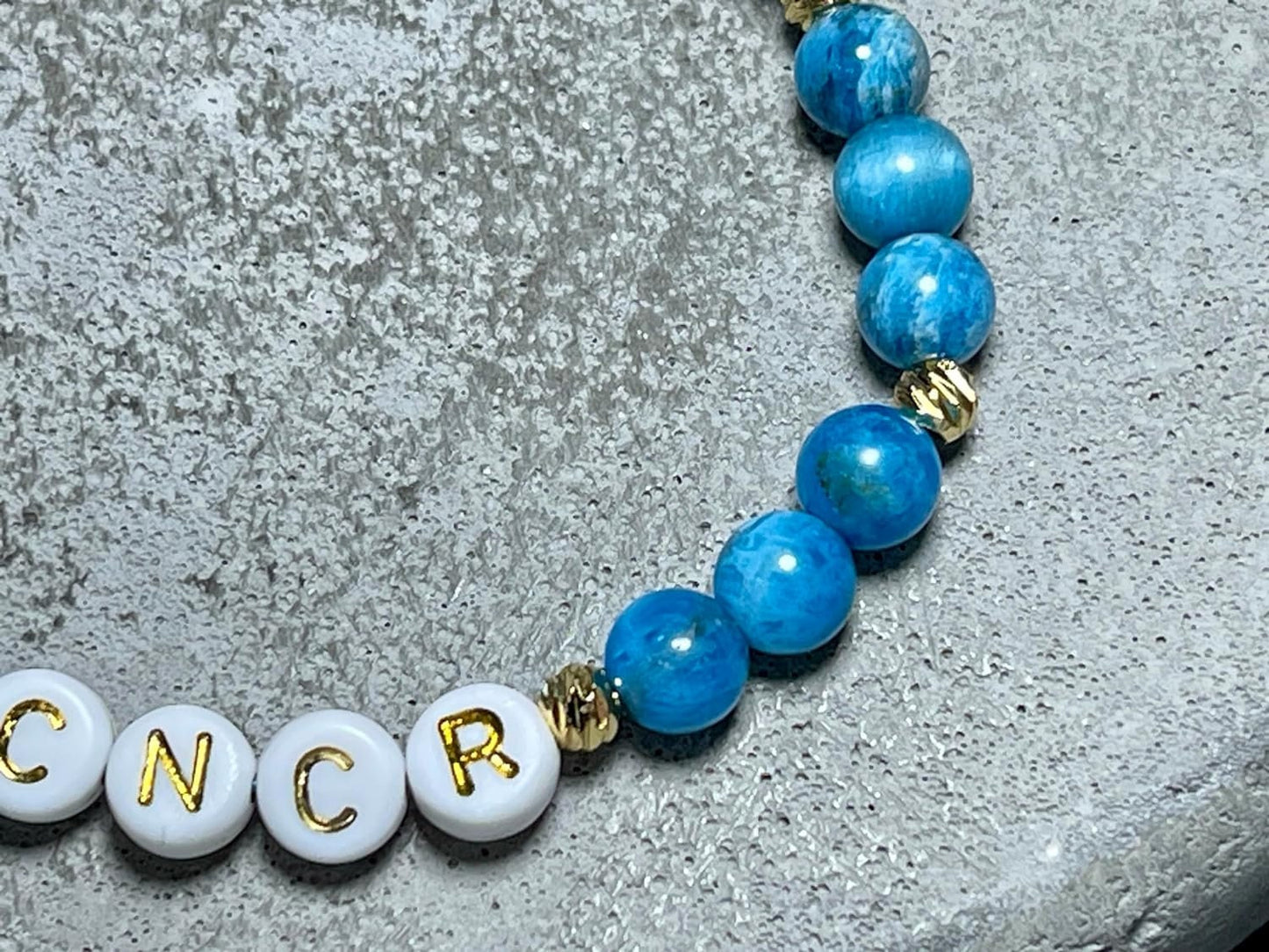 Armband Fuck Cancer Apatit vergoldet Makramee Geschenk Aufmunterung Genesung Brustkrebs Wunschedelstein Perlenarmband Schutzstein