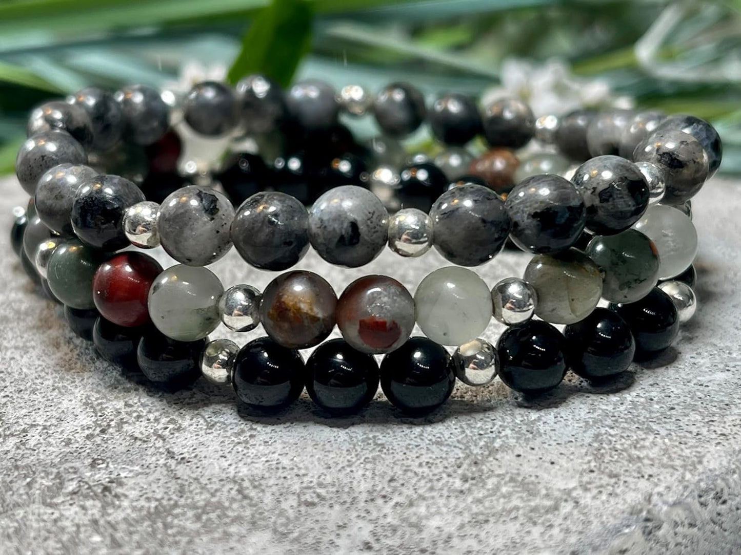 Armband Heliotrop Perlen echt 6mm mit Sterling Silber 925 Perlen Gold Roségold plated - Vitalität Konzentration Mitgefühl - Spirituell