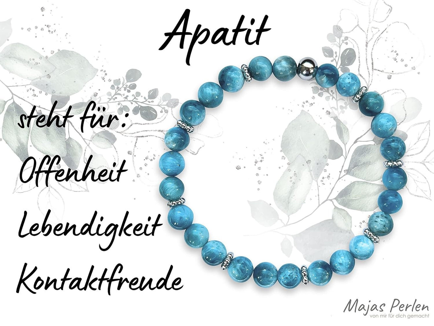 Apatit Armband mit Perlen echt 6mm Daisyperlen echt Platiniert oder Vergoldet - Handmade Perlenarmband Offenheit Lebendigkeit Kontaktfreude