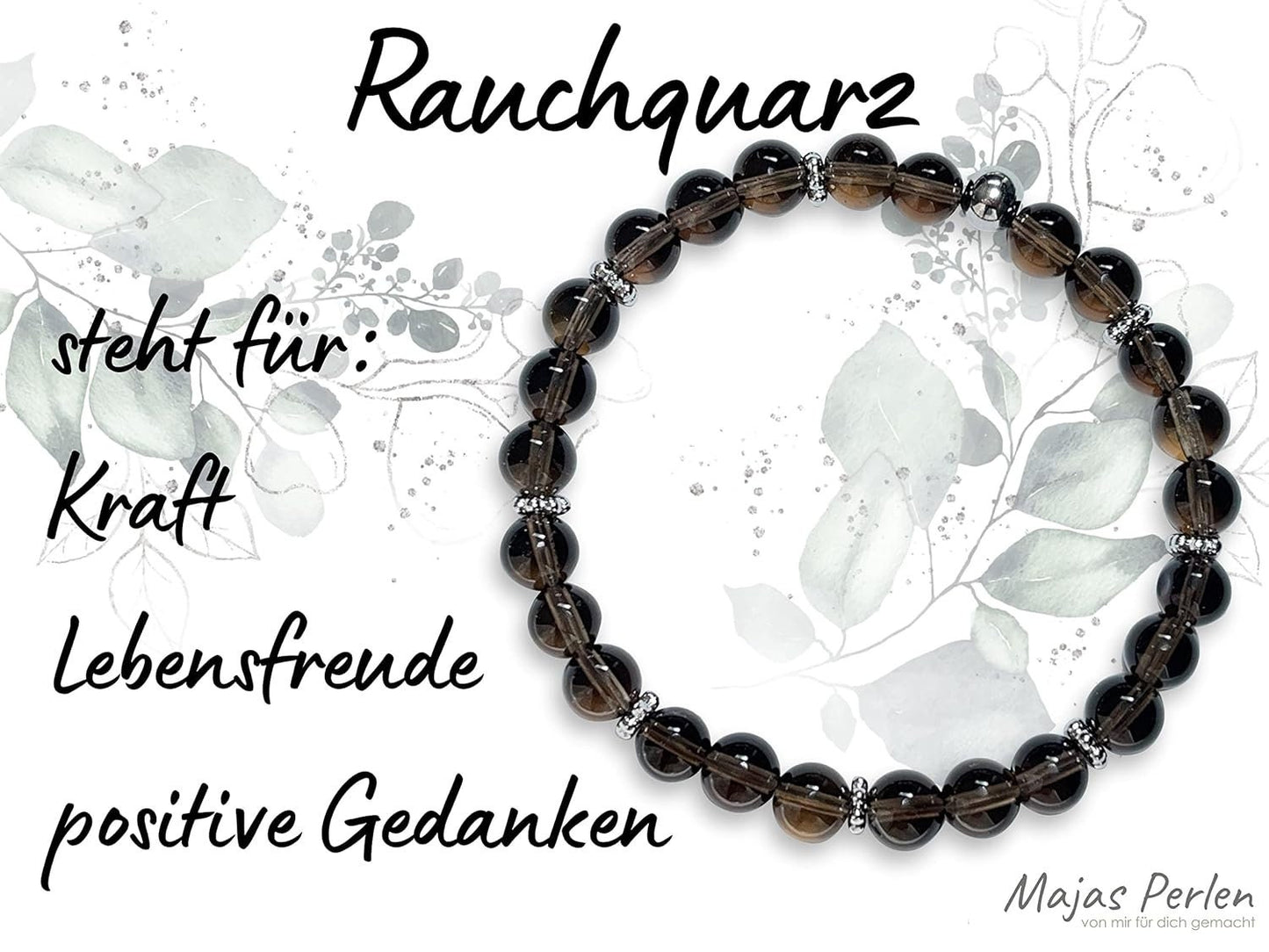 Rauchquarz Armband Perlen echt 6mm Daisyperlen echt Platiniert oder Vergoldet - Handmade Perlenarmband Kraft Lebensfreude positive Gedanken