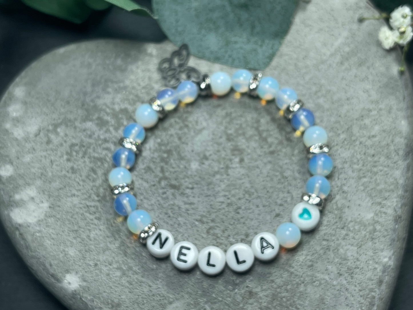Armband mit Name Mädchen Opal Strassrondelle - Geschenk Mädchen Freundschaft - Namensarmband viele Farben personalisierbar Kinderarmband