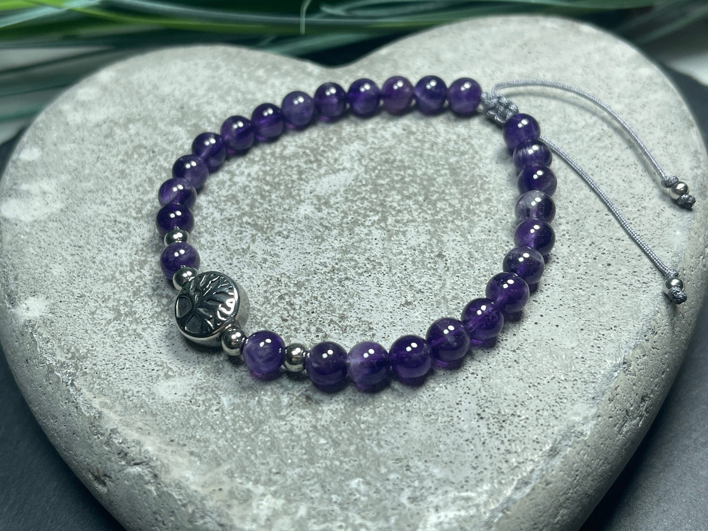 Armband Amethyst Lebensbaum Edelstahl Silber oder Gold - Perlenarmband für Liebe Inspiration Energie - Spiritueller Schmuck - Makramee