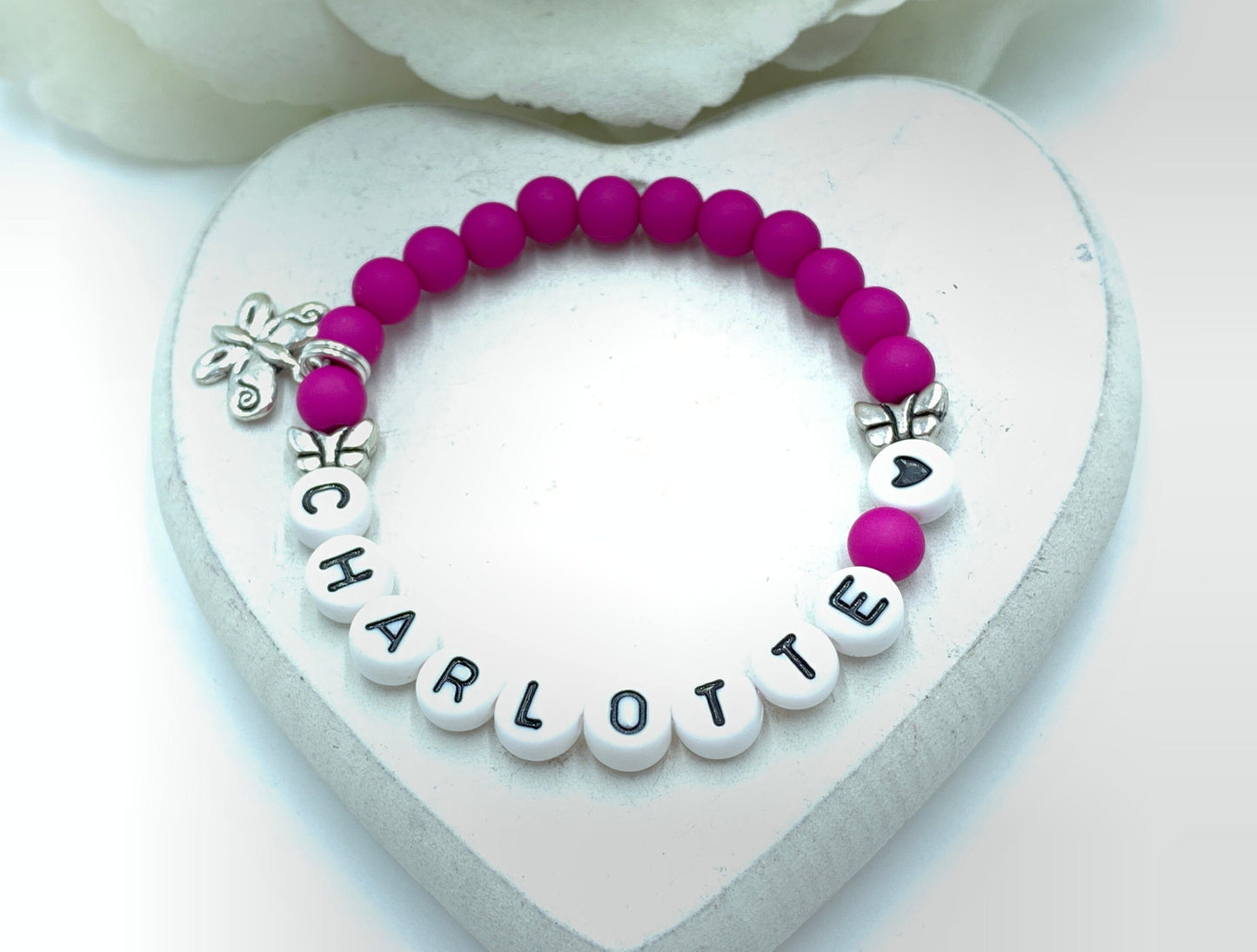 Armband mit Namen Beere Acrylperlen - Geschenk Mädchen Kinderarmband Namensarmband Freundschaftsarmband - viele Farben - personalisierbar