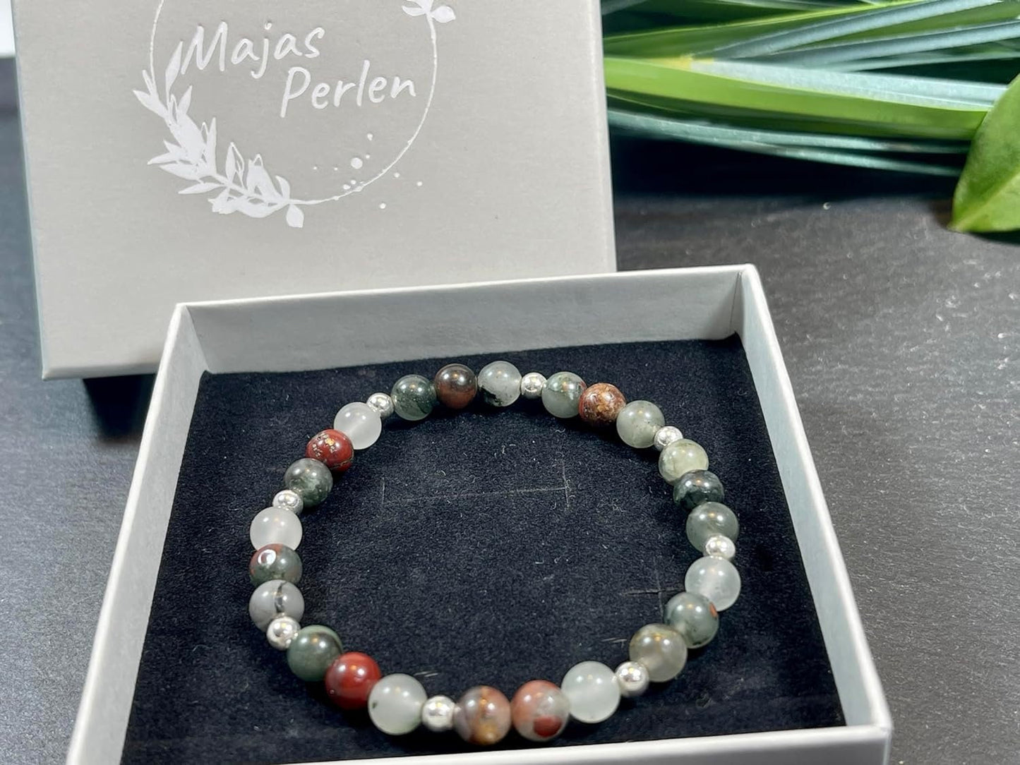 Armband Heliotrop Perlen echt 6mm mit Sterling Silber 925 Perlen Gold Roségold plated - Vitalität Konzentration Mitgefühl - Spirituell