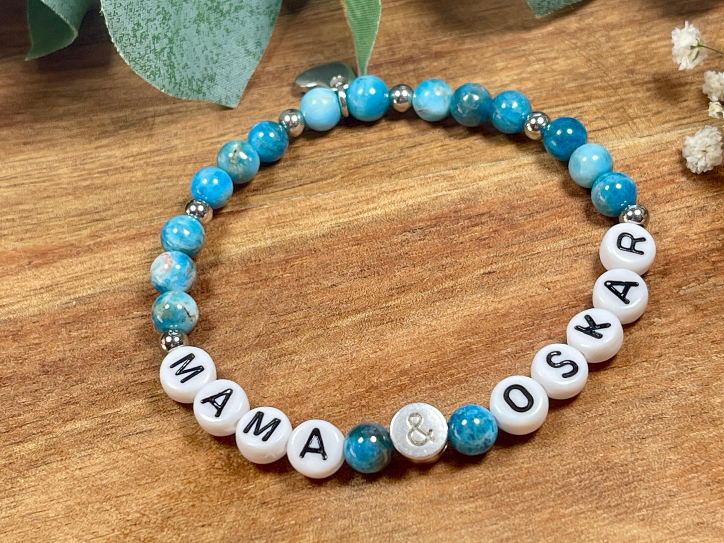 Armband Mama Kind Apatit - Namensarmband Perlenarmband Geschenk Geburt Schwangerschaft Muttertag Lieblingsmensch - pesonalisierbar