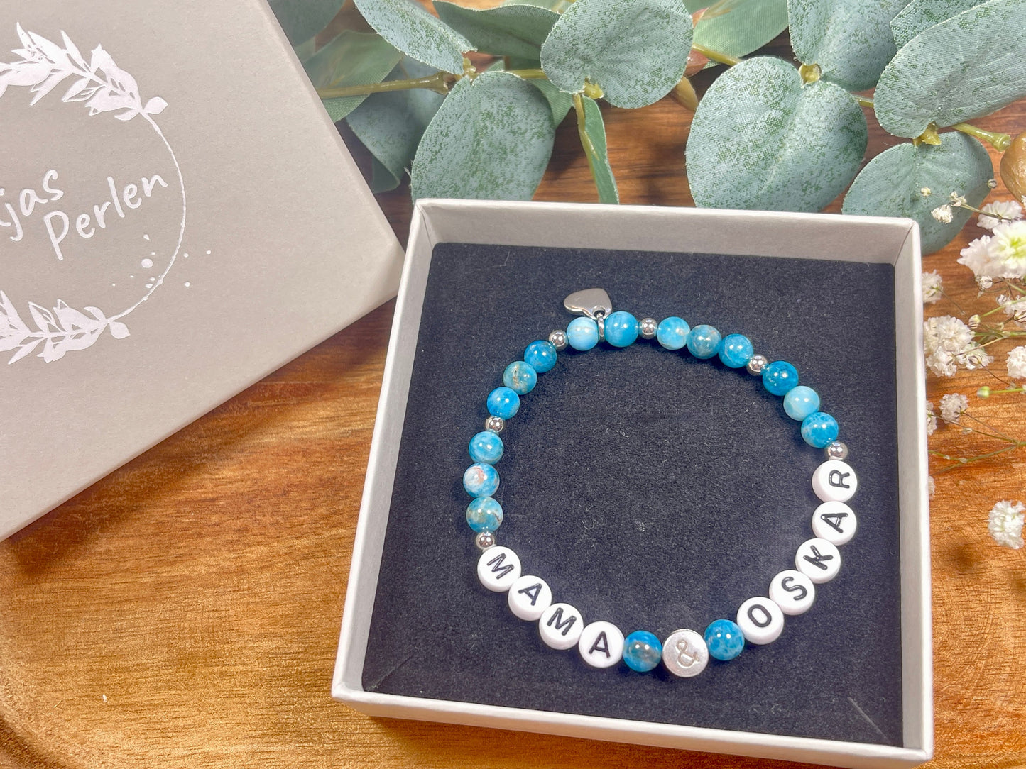 Armband Mama Kind Apatit - Namensarmband Perlenarmband Geschenk Geburt Schwangerschaft Muttertag Lieblingsmensch - pesonalisierbar