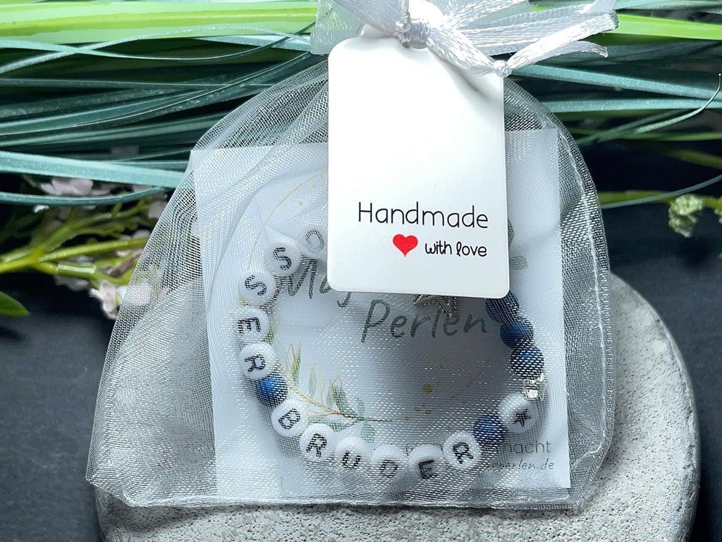 Armband Großer Bruder Petrol Acrylperlen 6 mm - Geschenk Big Sister kleine Schwester Geschwisterkind - Farben nach Wunsch personalisierbar