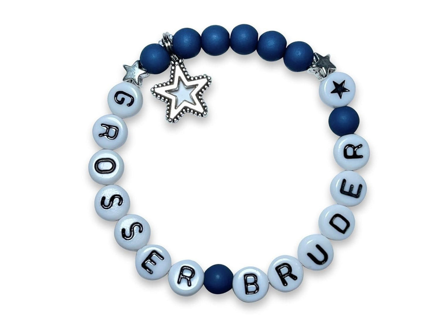 Armband Großer Bruder Petrol Acrylperlen 6 mm - Geschenk Big Sister kleine Schwester Geschwisterkind - Farben nach Wunsch personalisierbar