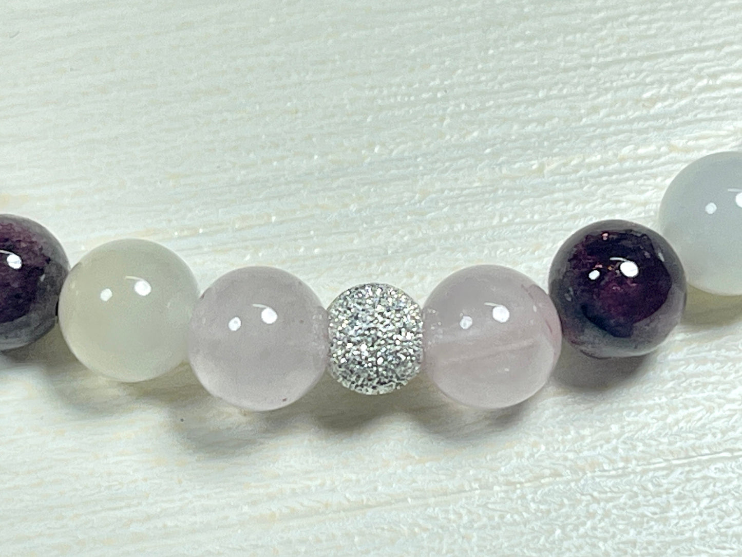 Armband Liebesglück Rosenquarz Mondstein Granat echt 6mm mit 925er Sterling Silber Gold Roségold 5mm facettiert - Handmade Perlenarmband