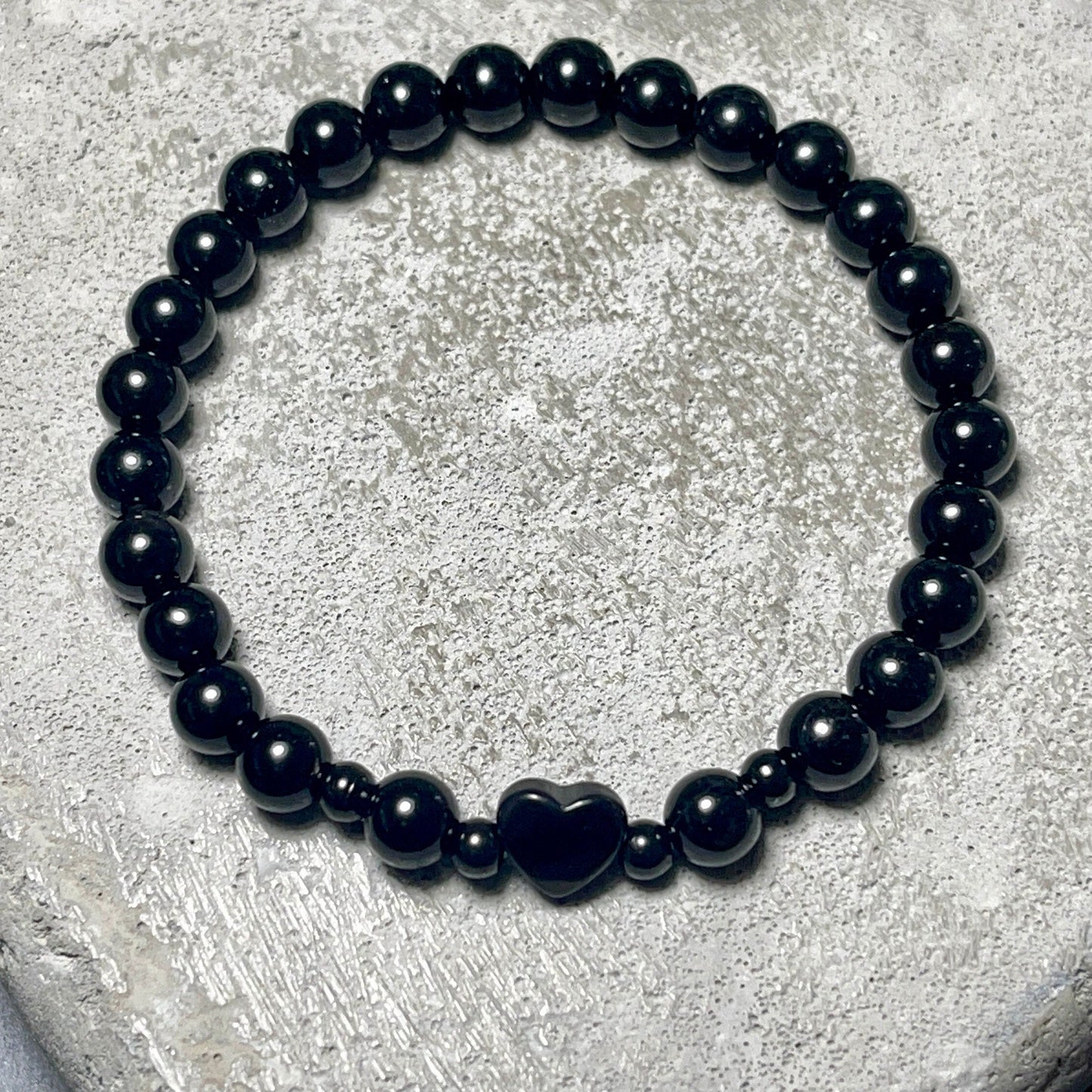 Armband Turmalin Schörl Herz Edelstahl Ionisiert - Perlenarmband für Schutz Kraft Stärke - Spiritueller Schmuck