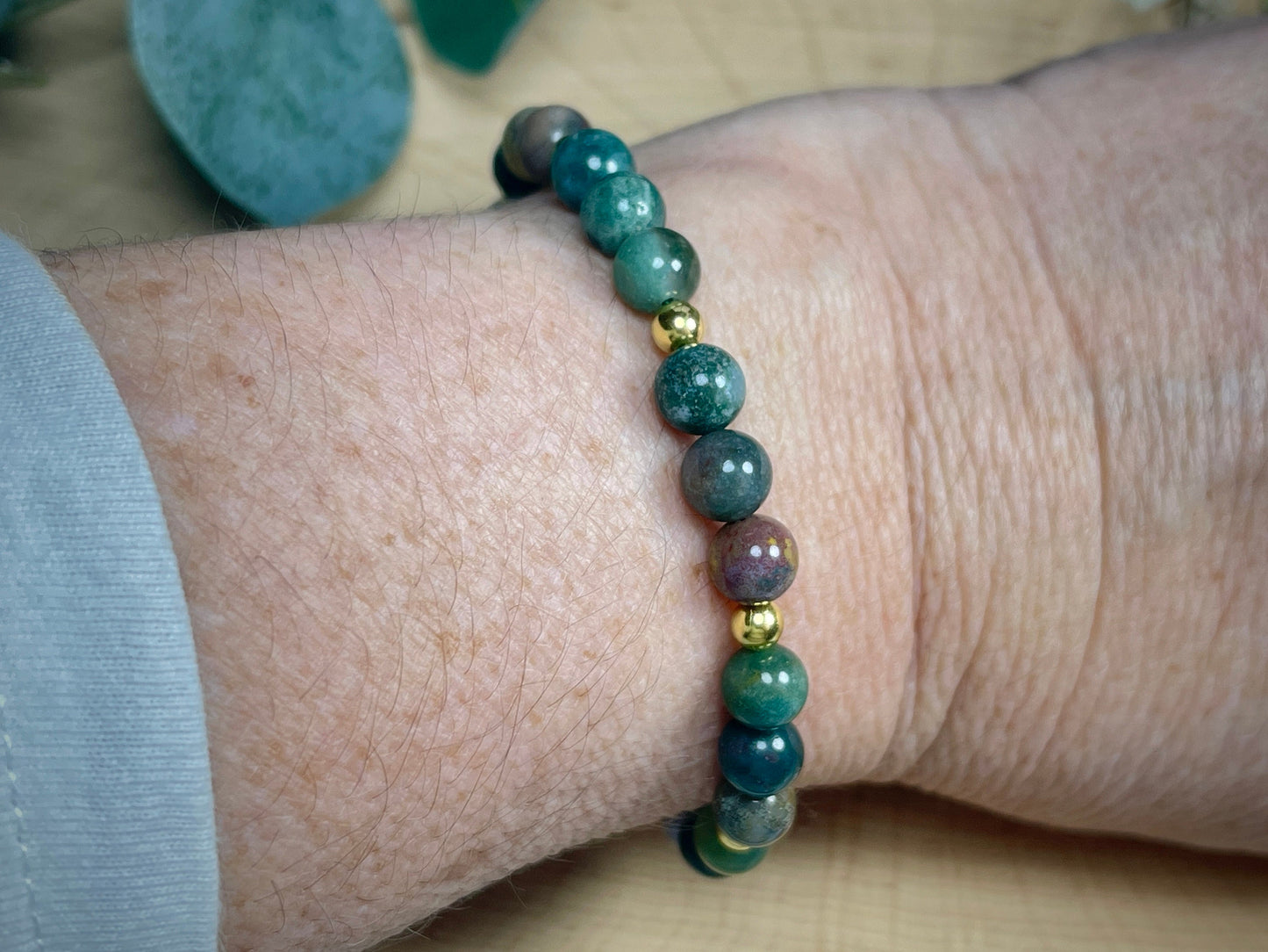 Armband Indischer Achat Edelstahl Gold Makramee - Perlenarmband Natursteine echt - Geschenk Lieblingsmensch beste Freundin - anpassbar