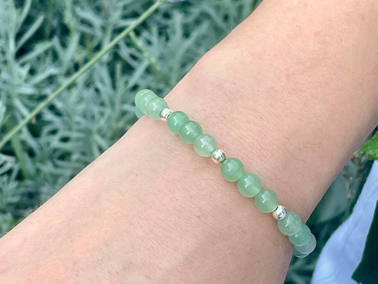Aventurin Armband Perlen echt 6mm mit Edelstahlperlen 4mm Silber Gold Roségold spirituell Perlenarmband Heiterkeit Entspannung Gelassenheit