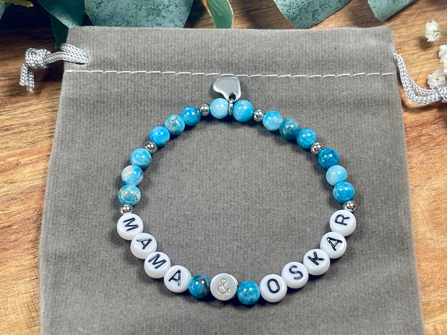 Armband Mama Kind Apatit - Namensarmband Perlenarmband Geschenk Geburt Schwangerschaft Muttertag Lieblingsmensch - pesonalisierbar