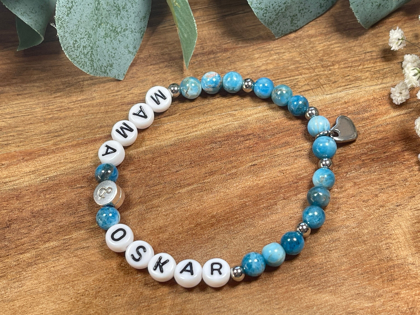 Armband Mama Kind Apatit - Namensarmband Perlenarmband Geschenk Geburt Schwangerschaft Muttertag Lieblingsmensch - pesonalisierbar