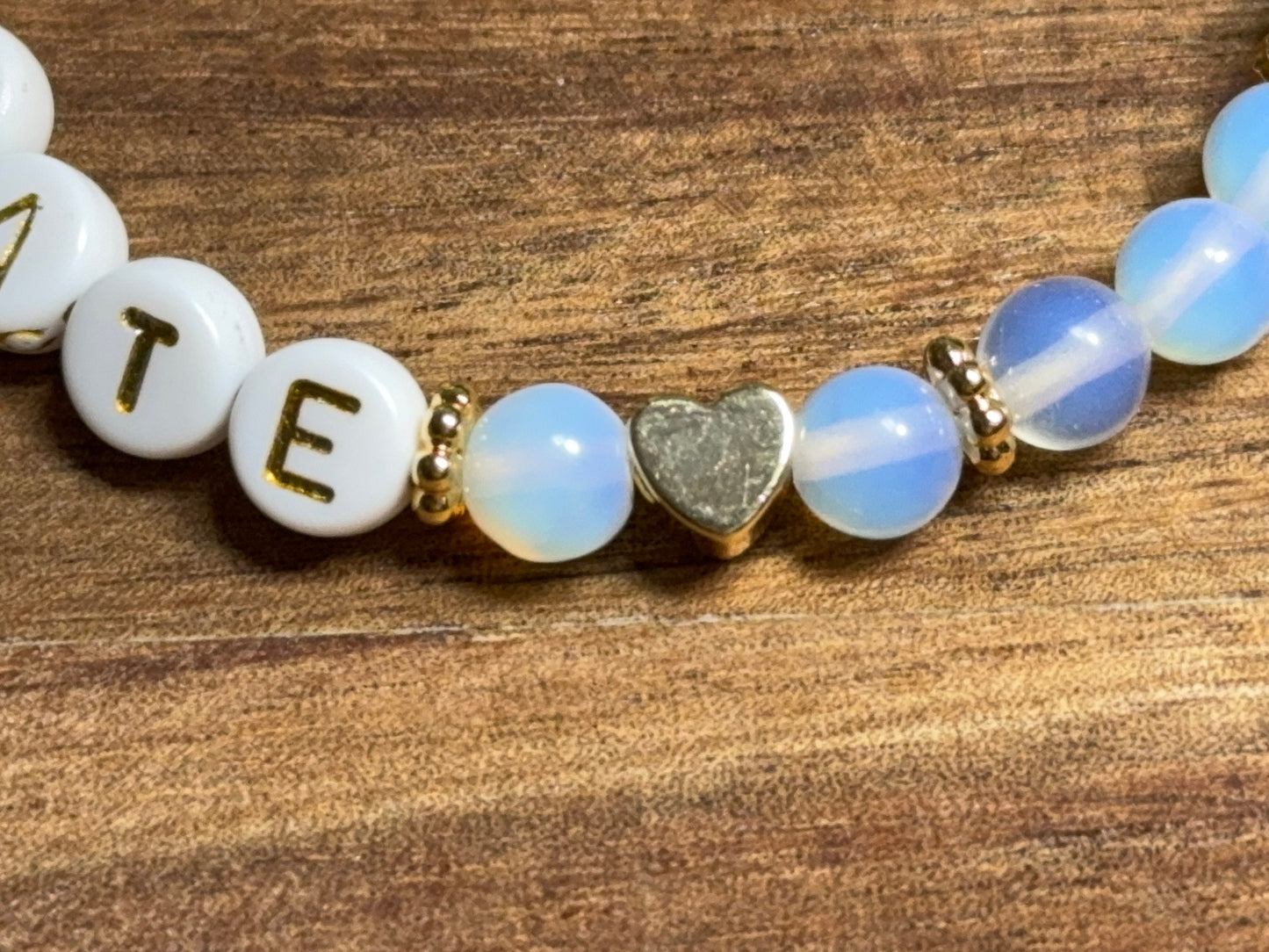 Armband Opal Soulmate - Herz echt Vergoldet - Perlenarmband Freundschaft Liebe Glück beste Freundin Lieblingsmensch - Edelstein wählbar