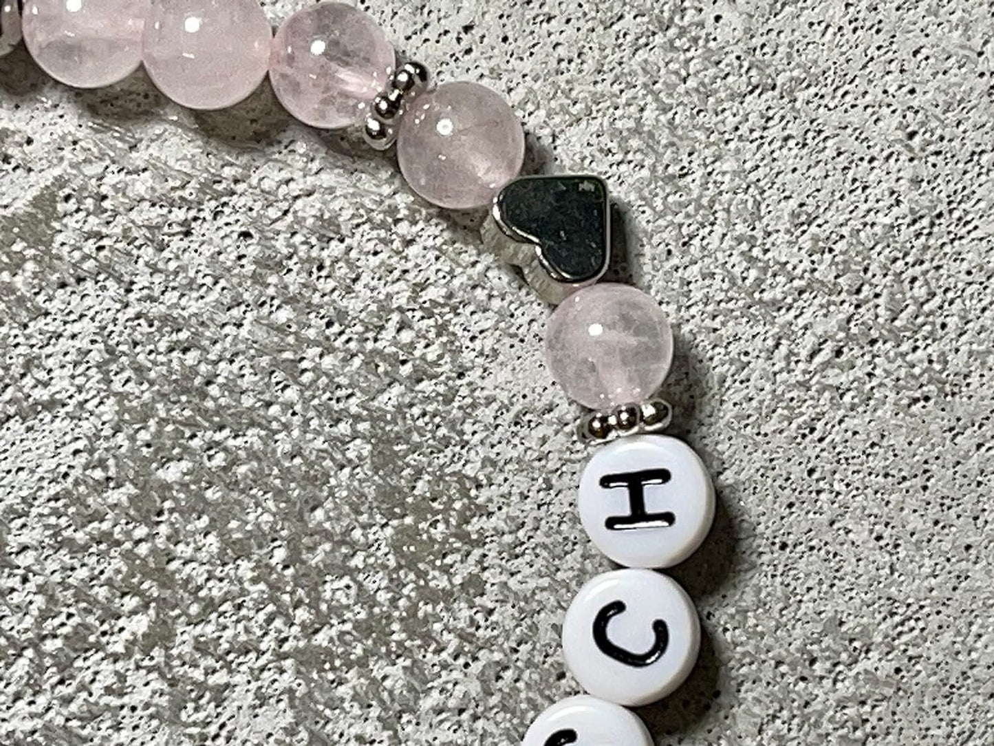 Armband Rosenquarz Lieblingsmensch - Herz echt platiniert - Geschenk Lieblingsmensch Liebe - Perlenarmband mit Namen - viele Edelsteine