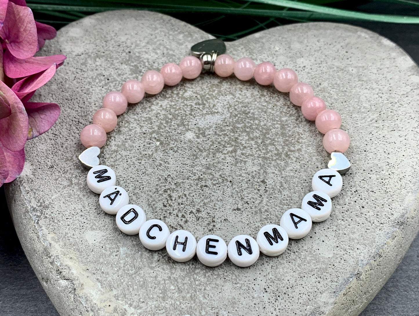 Armband Achat Altrosa Mädchenmama - Wunschedelstein Rosenquarz Amazonit Aventurin Granat - Geschenk Mama Geburt Taufe Liebe Schwangerschaft