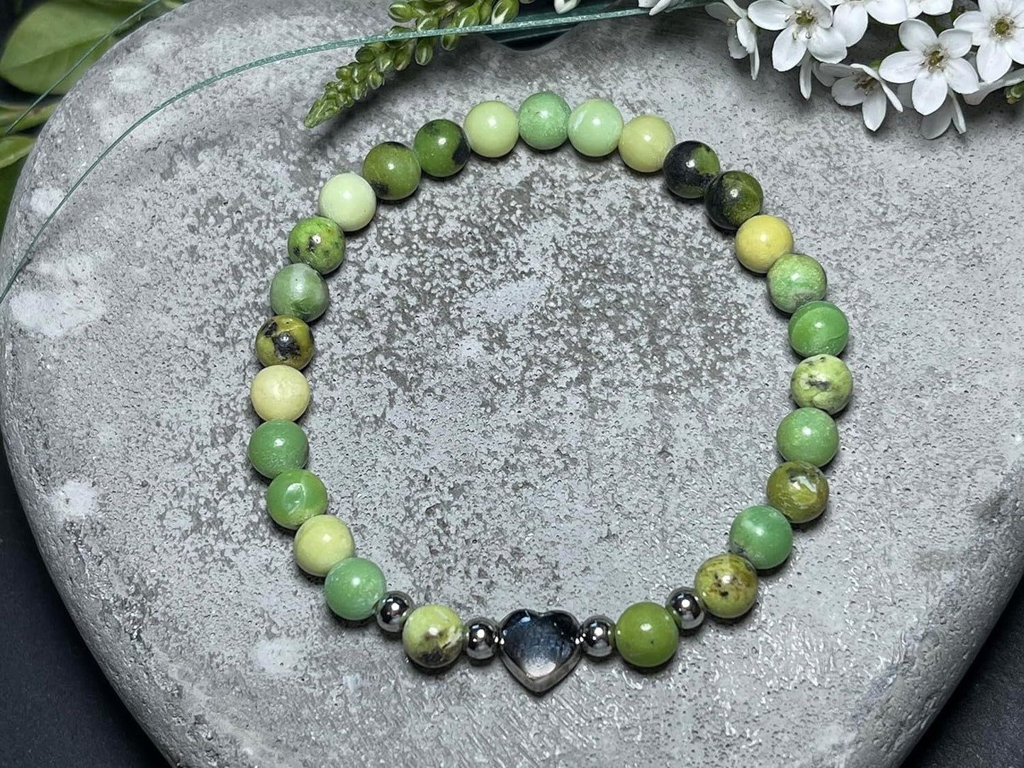 Armband Serpentin Herz Edelstahl Silber - Perlenarmband Kreativität Vertrauen Freundschaft - Spiritueller Schmuck Damen Mädchen
