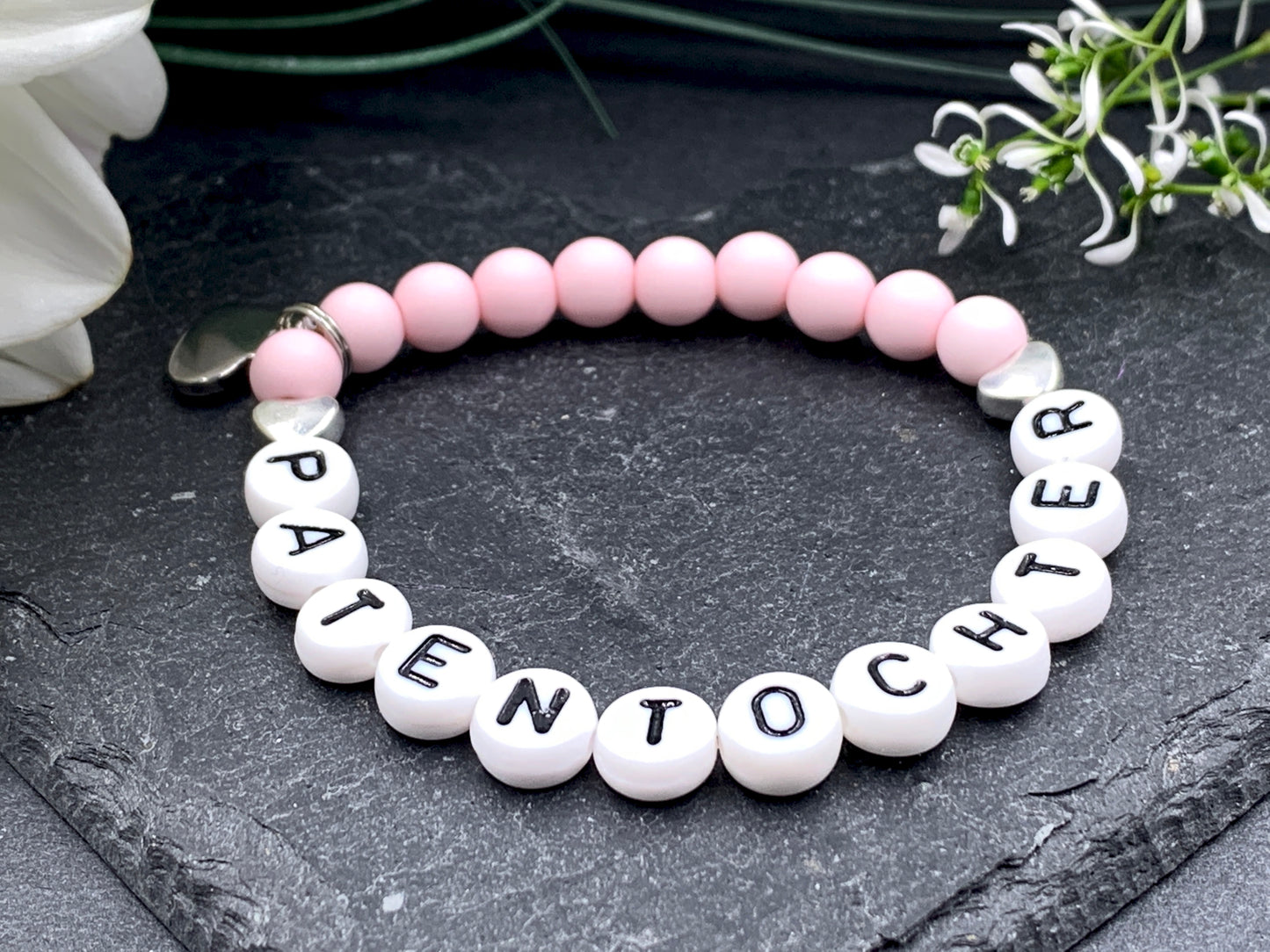 Armband Patentochter zartrosa, Geschenk zur Taufe, Taufgeschenk, Acryl