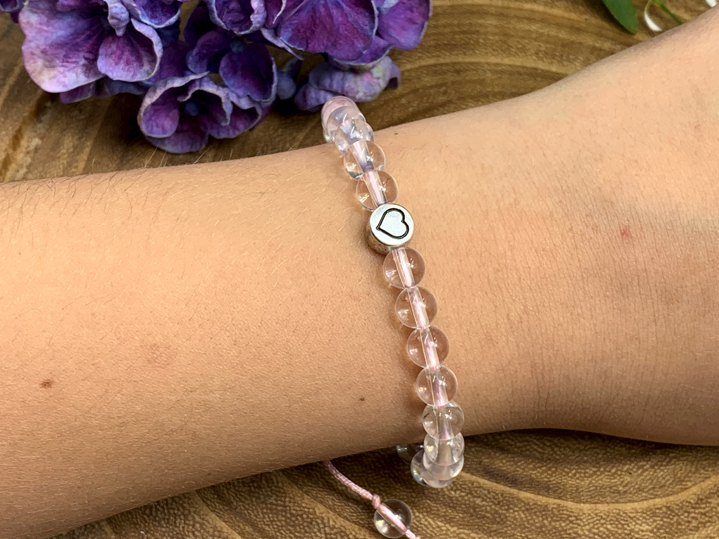 Armband Bergkristall, Bergkristallarmband Makramee, Armband Herz, Mix and Match