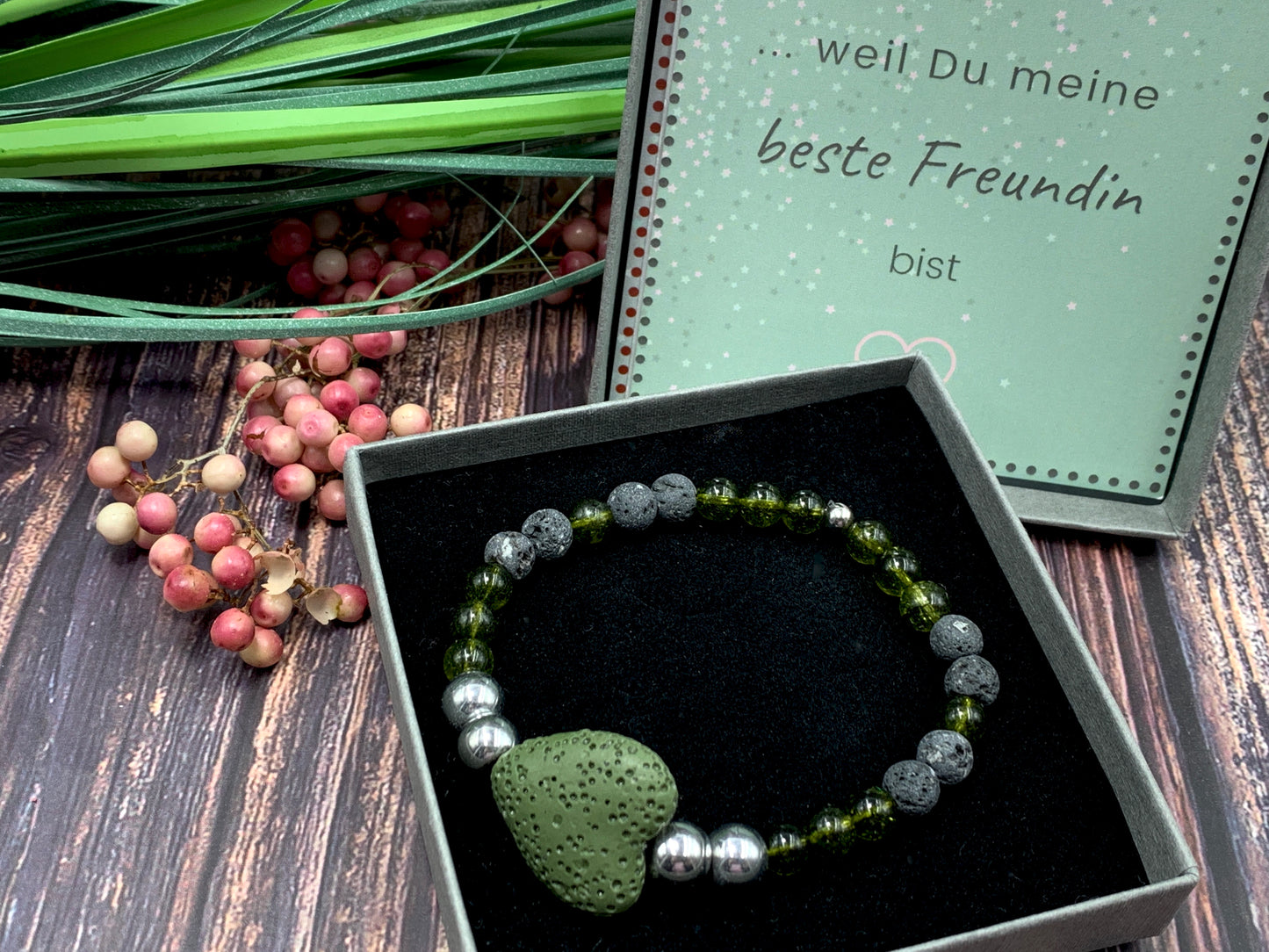 Armband Diffuser Peridot Lava Hämatit, Schmuck für ätherische Öle, Duftarmband