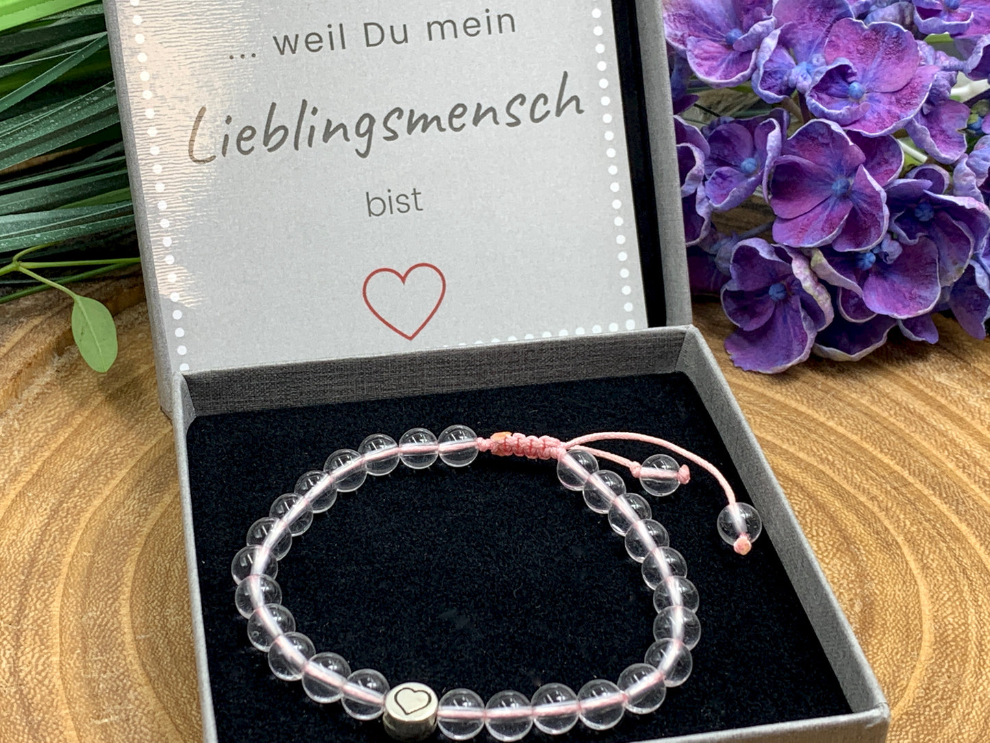 Armband Bergkristall, Bergkristallarmband Makramee, Armband Herz, Mix and Match