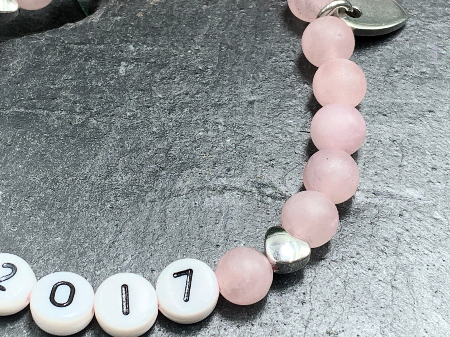 Armband Rosenquarz Datum Makramee, Freundschaftsarmband, Geschenk Liebe