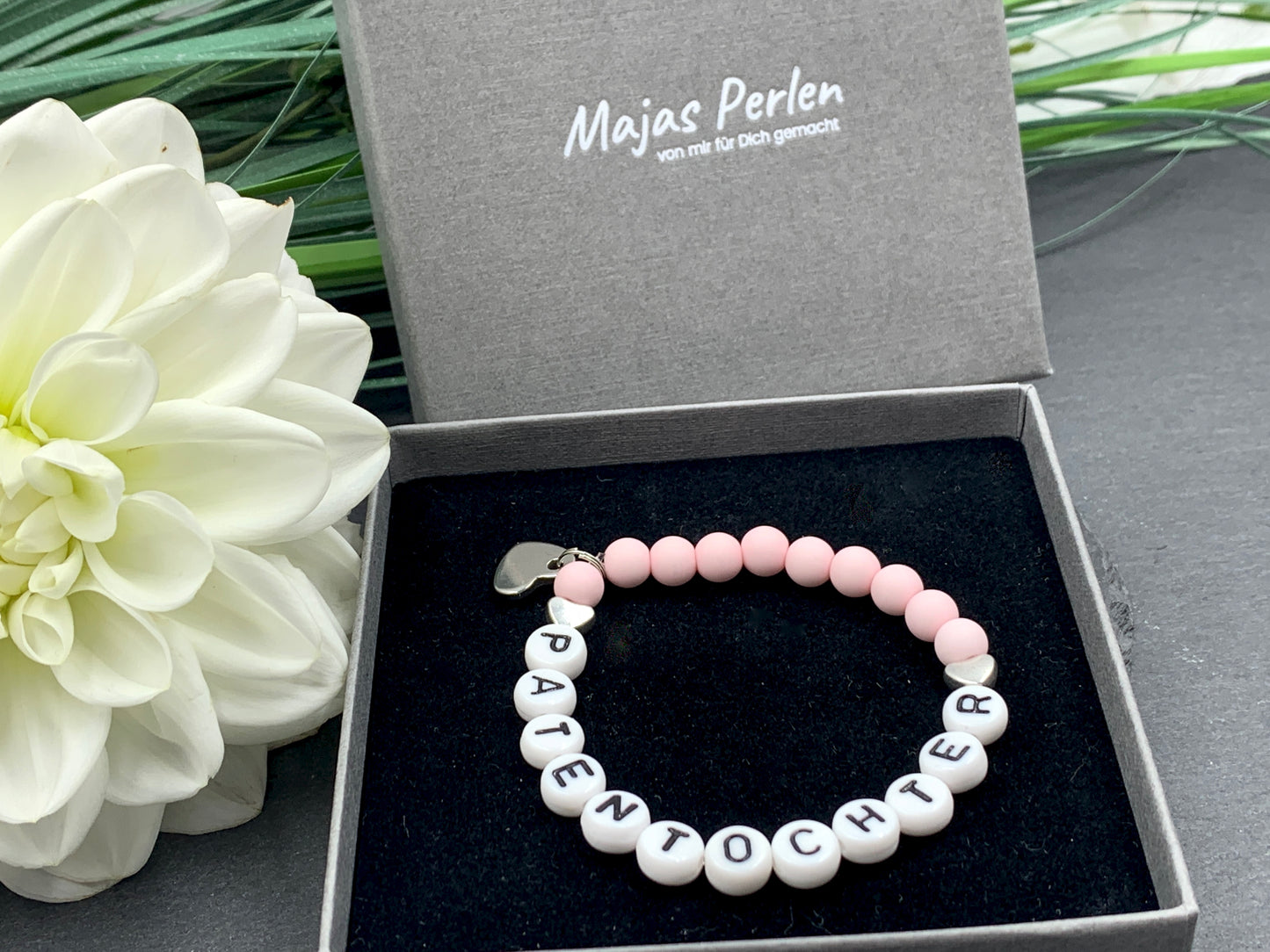Armband Patentochter zartrosa, Geschenk zur Taufe, Taufgeschenk, Acryl
