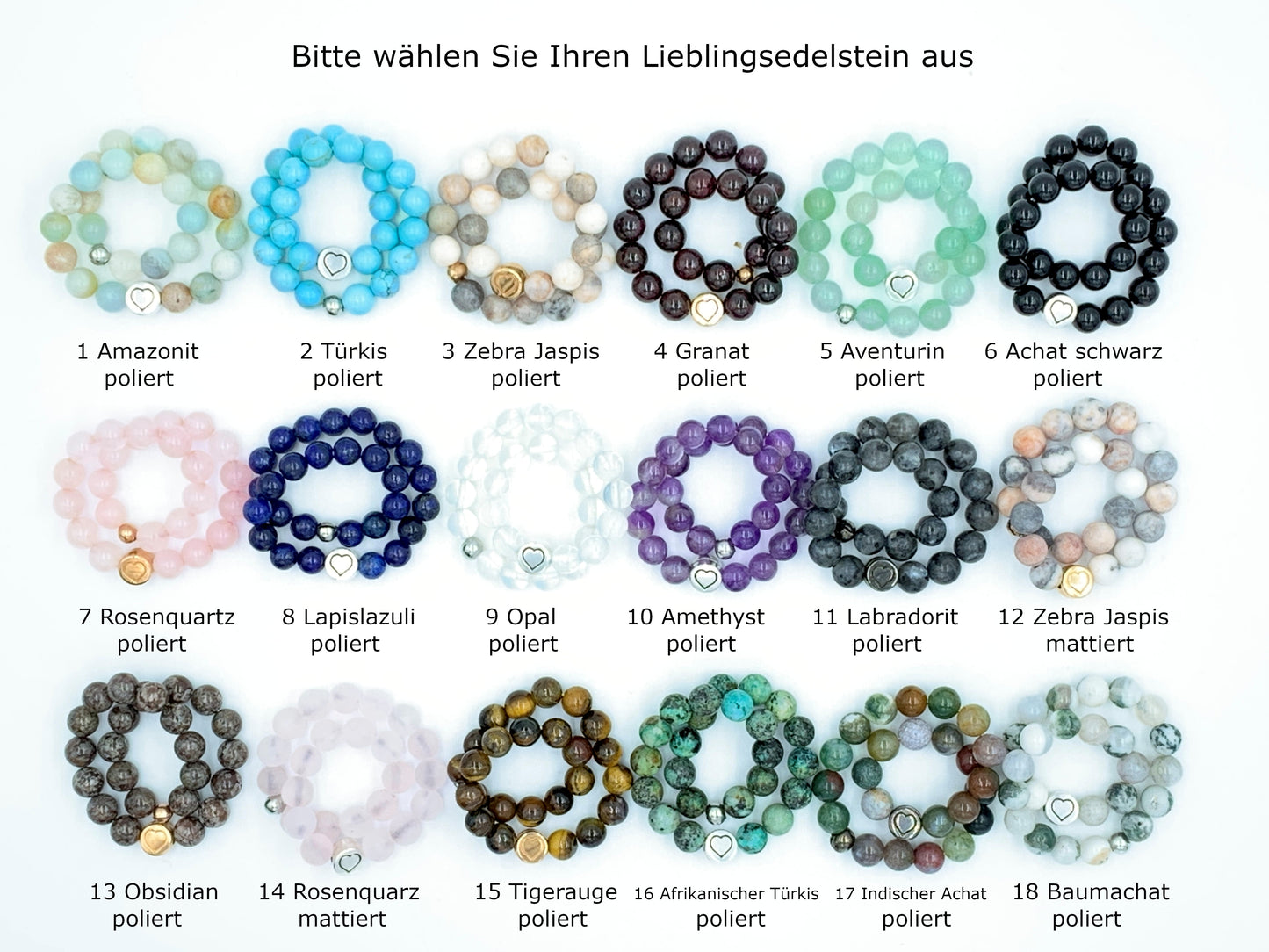 Armband Herz Achat altrosa, Geschenk Liebe und Freundschaft, Armband Mix and Match