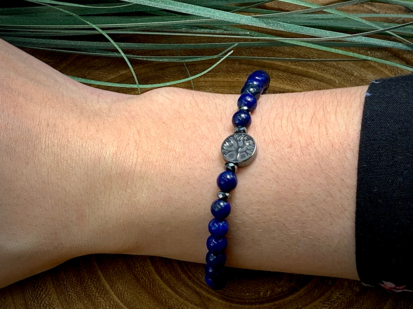 Armband Lebensbaum Lapislazuli Hämatit - spirituelles Perlenarmband - Geschenk Liebe Esoterik - Handmade personalisierbar